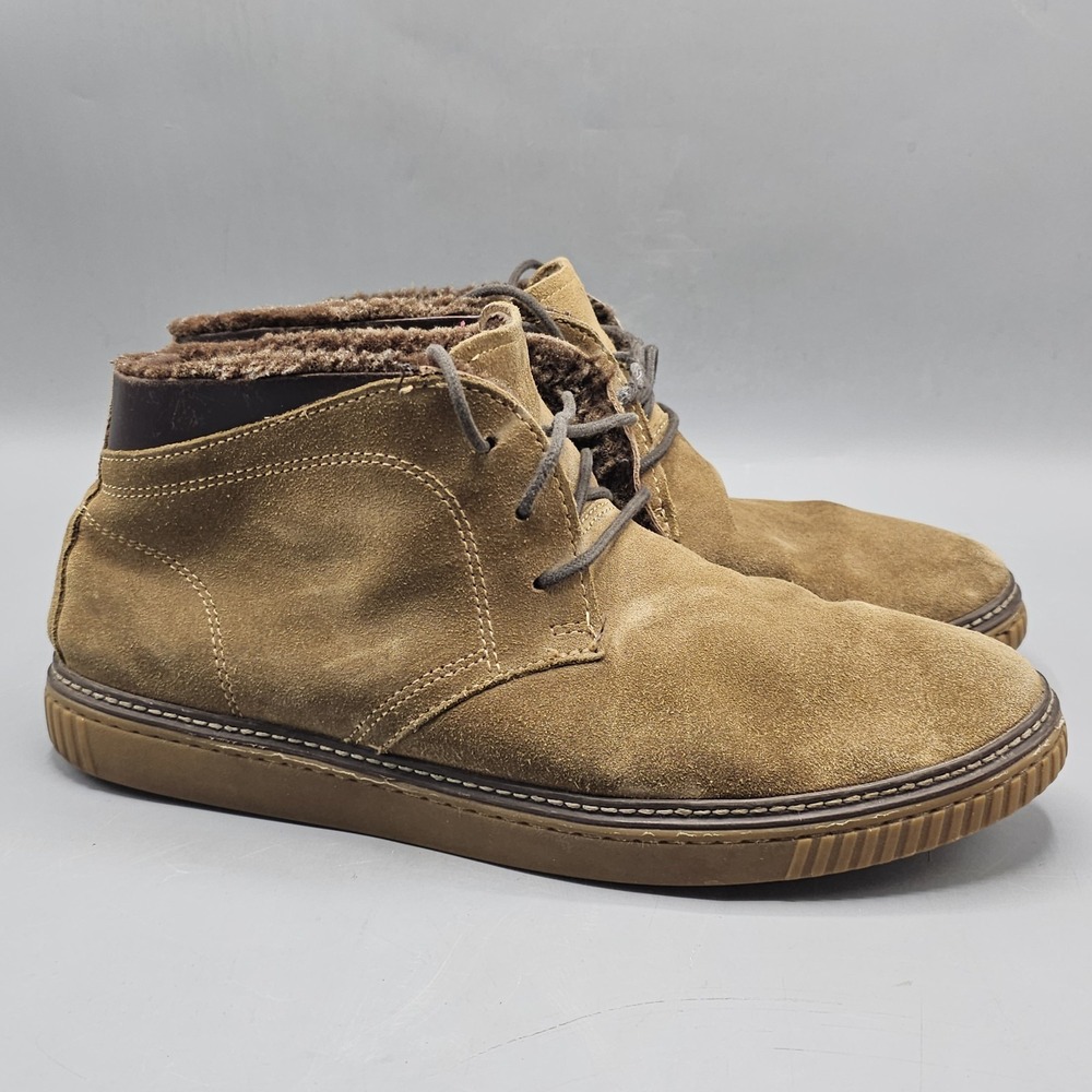 Johnston & Murphy Shearling Lined Suede Chukka Tan Boots Shoes Men's 12 M